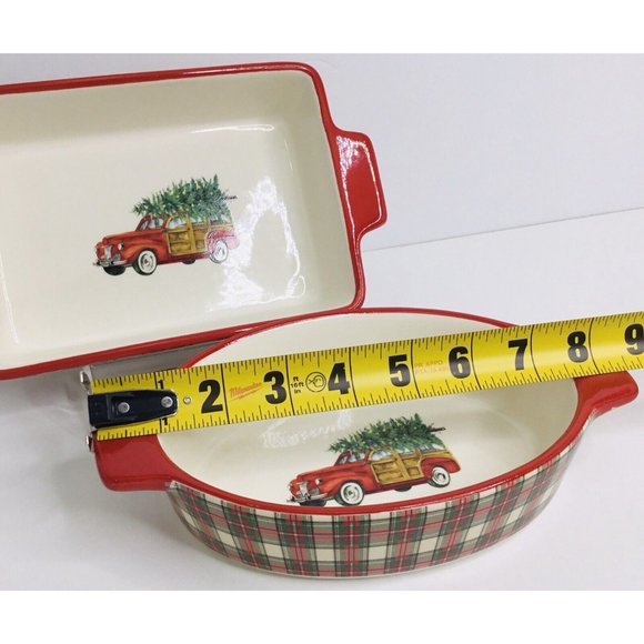 Casserole DiVintage Grace Bake Shop 2 Holiday Red Truck Christmas Tree P… - Picture 6 of 11